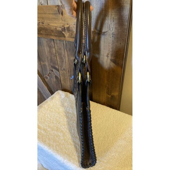 Women's Pebbled Leather Handbag Sophia Visconti Tote Thin Bag EUC - Picture 4 of 12